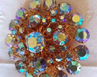 Vintage Crystal Rhinestone Starburst Brooch