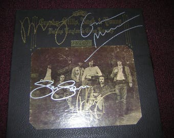 Crosby Still Nash Young Signed LP Deja Vu Neil Young Gram