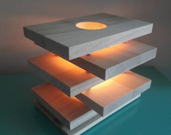 accent lamp / mood light / geometric lamp / wood lamp / desk lamp / table lamp / bedroom lamp / night table lamp / modern lamp