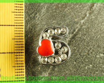 Pearl letter S heart N1 bandwidth rhinestone alphabet for bracelet