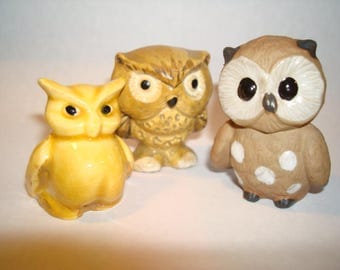 Vintage Miniature Owl Trio Estate Find