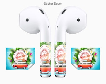 AirPods Stickers Summer, Hippie, 2-Sets, Wraps, Skin, Cover, Decal