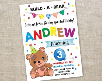 Pink Teddy Bear Invitation Printable or Printed with FREE