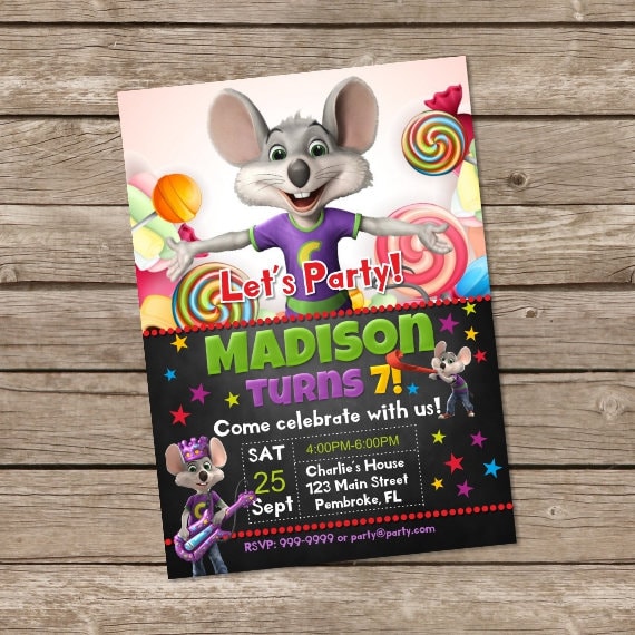 Chuck E Cheese Invitation Chuck E Cheese Birthday Chuck E Chuck E ...