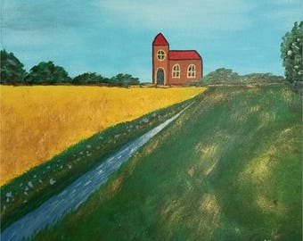Golden yellow brush grain-40 x 40-acrylic on linen-13-10-2016