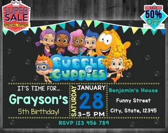Bubble Guppies Invitation, Bubble Guppies Invitation Instant Download, Bubble Guppies Customized Invitation, Bubble Guppies Printed Invite