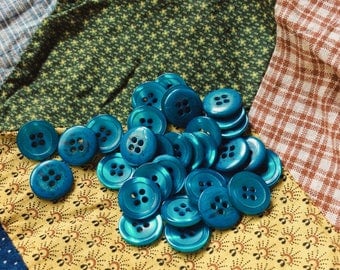 turquoise-teal buttons, vintage seventies button, shimmery blue-green button, set of 20, new old stock
