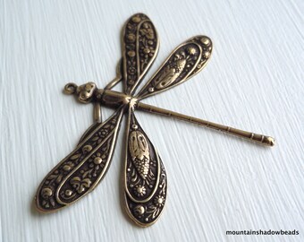 Brass Dragonfly 50x39mm Antique Brass - Without Loop (G - 452)
