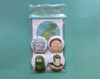 Rick and Morty Pin Pack - One Inch Pinback Buttons