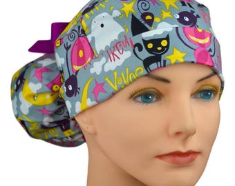 Ponytail Scrub Hats - Halloween Cuties
