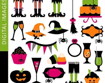 35% OFF SALE Halloween clip art - Clipart Cool Halloween Party.. Commercial use.. Instant download