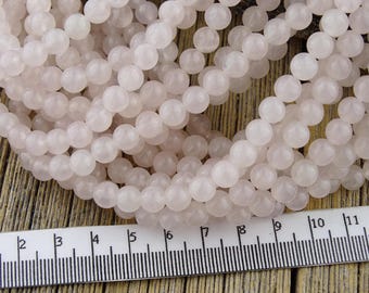6mm Rose QUARTZ beads, 6mm Pink Beads, Pink Quartz Beads, Pink Gemstone Beads, Pastel Pink Beads, Pale Pink Beads, 6mm Beads