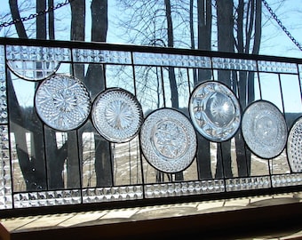 stained glass panel Clear Cascade Transom window custom available
