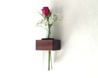 Fridge Magnet - Vase - Magnetic Vase - Kitchen Décor - Kitchen Accent - Small Magnet Vase - Wood and Glass Vase - Modern Kitchen Accent