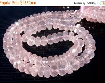 50% Off Sale 16 Inches - Finest Quality Genuine AAA Rose Quartz Micro Faceted Rondelles Size 7 - 9mm Approx