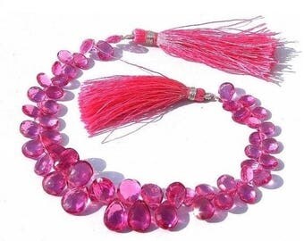 50% Off Sale Full 8 Inches -- Outrageous AAA Rubelite Pink Quartz Faceted Pear Briolettes Size - 9x6 - 12x8mm approx