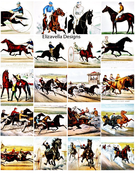 horse racing horse jockey digital COLLAGE SHEET download 2