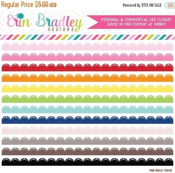 80% OFF SALE Clipart Lace Scalloped Borders Personal & Commercial Use Clip Art Digital Files Il_570xn