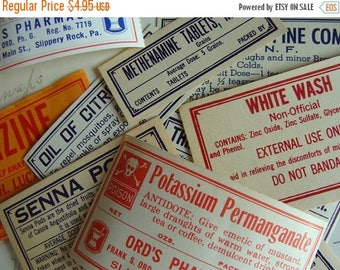 ONSALE Antique Medical Druggist Dozen Pharmacy Gummed Labels