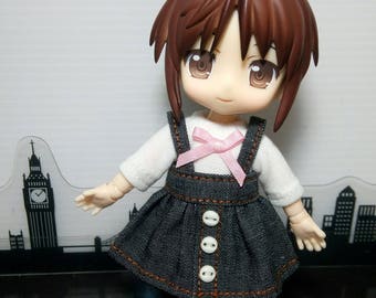 Jean Suspender Skirt and Top for OBiTSU11 / Lati white / Pukipuki