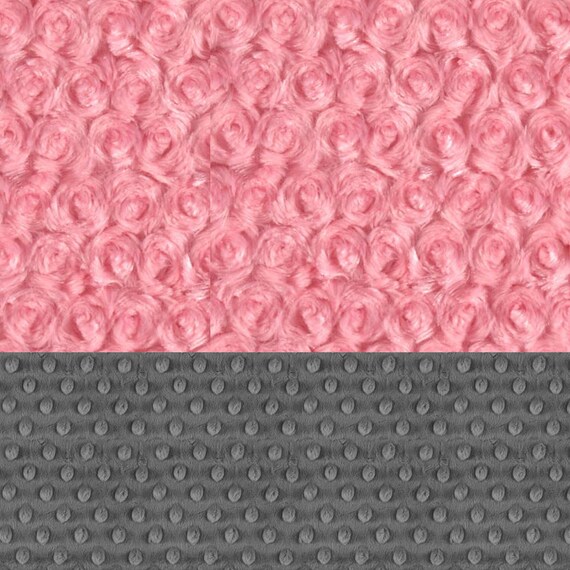 Minky Baby Blanket Girl, Pink Rose Gray Personalized Baby Blanket // Pink Baby Blanket // Name Baby Blanket / Baby Shower Gift
