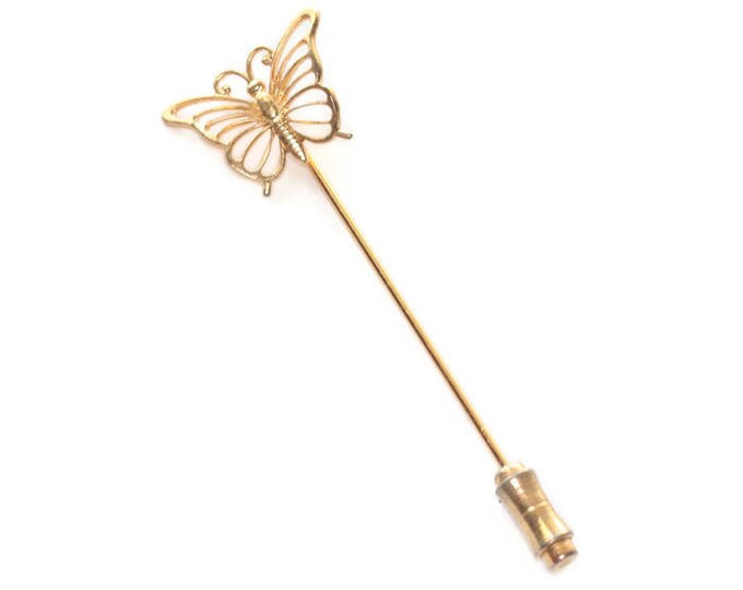 Beau Sterling Butterfly Stickpin Vermeil Gold Wash Finish Vintage