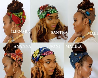Satin Lined Headband Wrap, Wide Headband, Pineapple Bun Wrap, Ankara African Turban Wrap, - Choose Color
