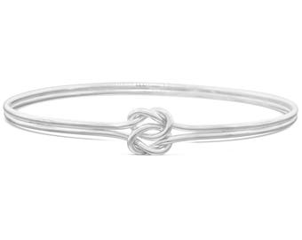 love knot bangle, sterling silver bracelet, sturdy bangle