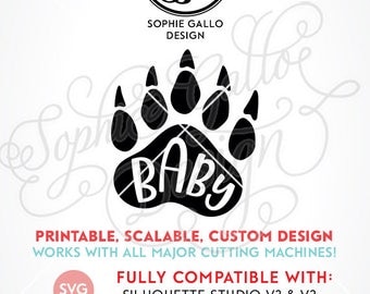 Baby Bear Paw SVG, DXF & PNG digital download files for Silhouette Cricut vector clipart graphic Vinyl Cutting Machine ScreenPrinting