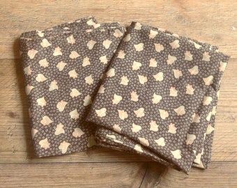 Vintage Floral Pillowcases, Pair Vintage Brown and Peach Pillowcases