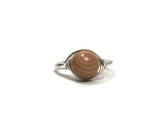 LG Hickoryite Argentium Sterling Silver Wire Wrapped Ring Custom Sized