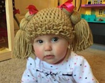 Light Brown CABBAGE PATCH Wig HAT, Baby - Toddler - Girl, You Pick Size!!