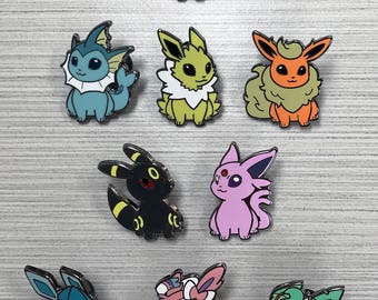 Pokemon Eeveelution Hard Enamel Pins - Eevee Vaporeon Flareon Jolteon Espeon Umbreon Leafeon Glaceon Sylveon