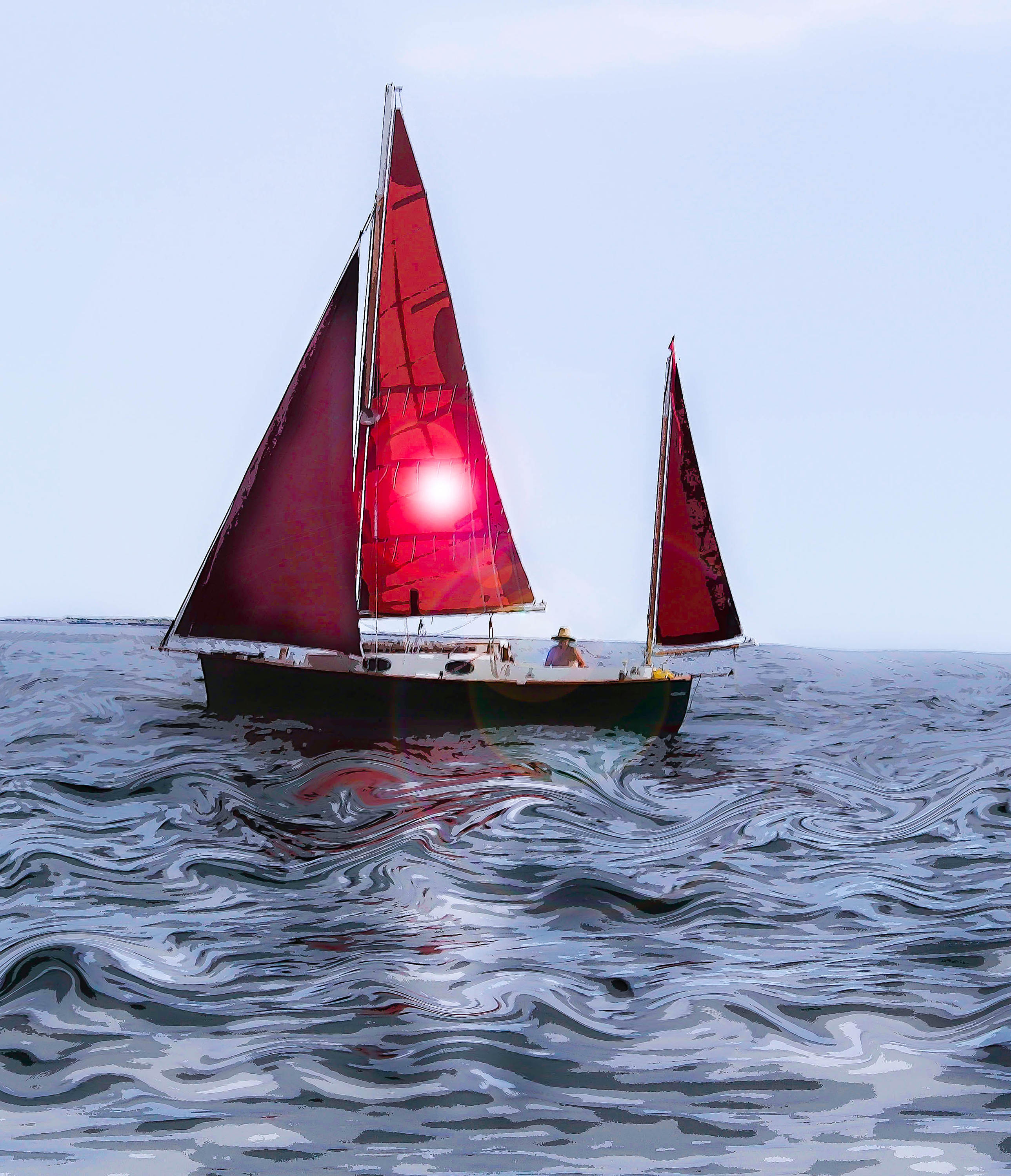red max sailboat