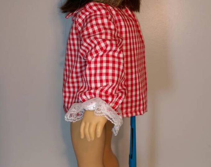 Red gingham long sleeve shirt 18 inch dolls