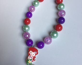 Ariel Birthday Party - The Little Mermaid Chunky Necklace - Ariel Necklace - The Little Mermaid Necklace - Little Girl Ariel Jewelry -