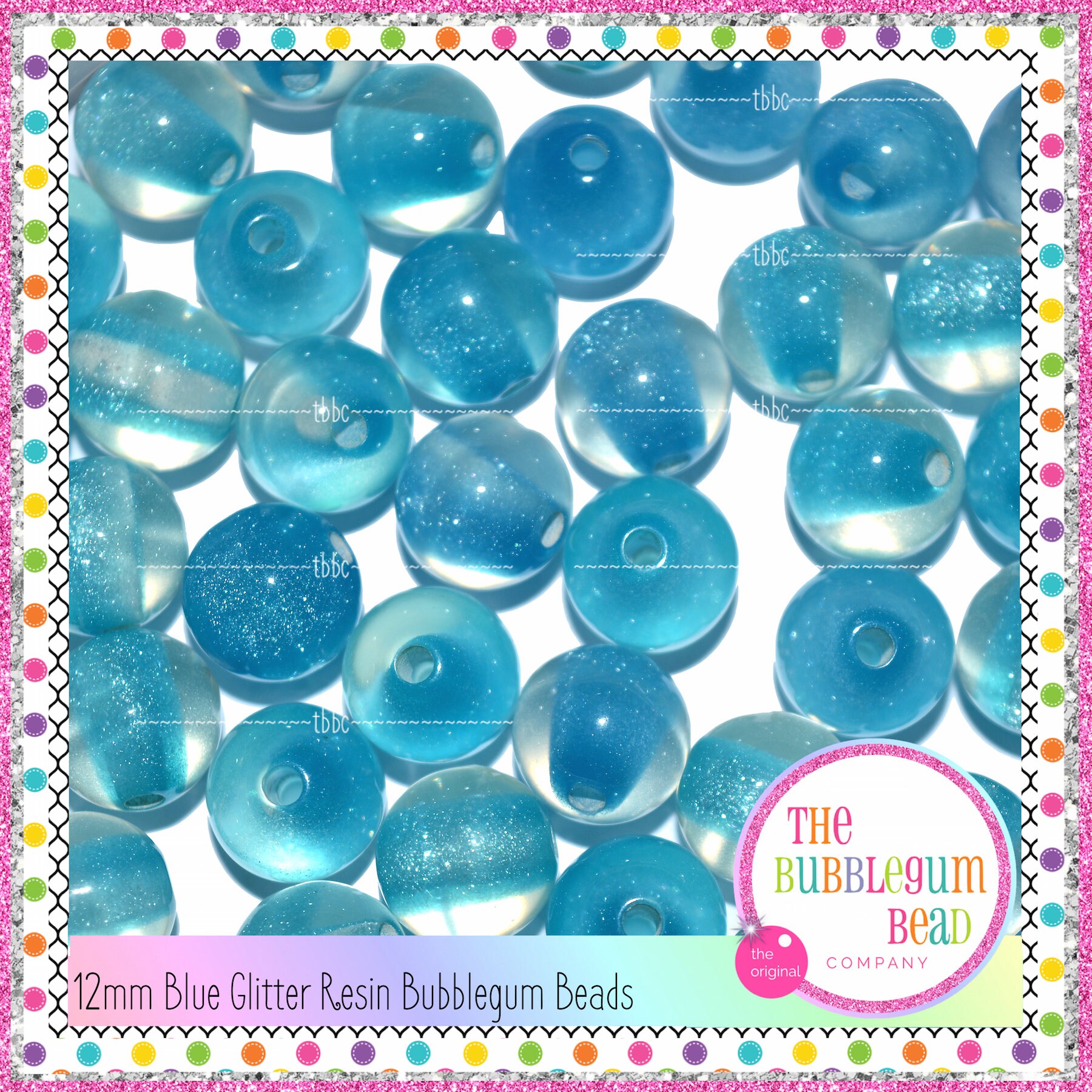 12mm BLUE GLITTER Beads Qty 20 Small Blue Round Beads Solid
