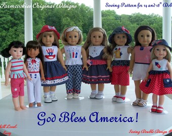 2 Sizes! XL PDF Sewing Pattern: God Bless America! / Sewing Pattern for BOTH 18" American Girl and 14" Wellie Wishers®