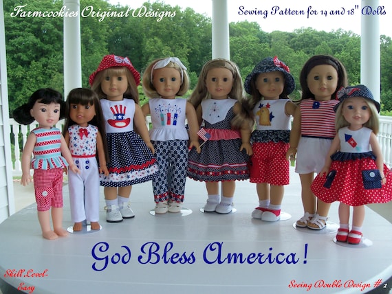 2 Sizes! XL PDF Sewing Pattern: God Bless America! / Sewing Pattern for BOTH 18" American Girl and 14" Wellie Wishers®