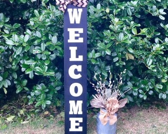 Vertical rustic wood welcome sign wooden welcome sign