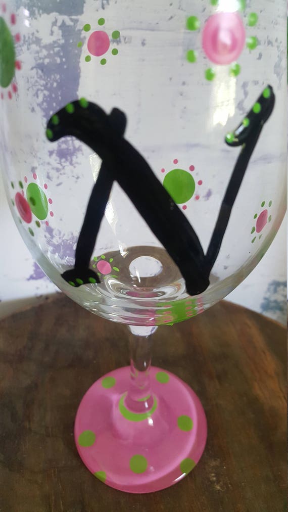 N Wineglass, Wine Lover Wineglass, Monogram wineglass, initial wineglass