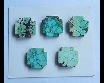 SALE,5 PCS Turquoise Cross Cabochons,16x4mm,10.4g(Cb034)
