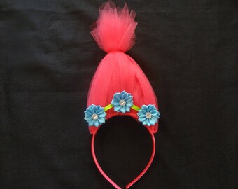 Princess Poppy custom headband, Trolls inspired hair headband