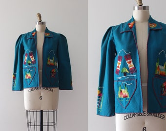 vintage 1940s Mexican jacket // 40s 50s embroidered Mexican souvenir jacket