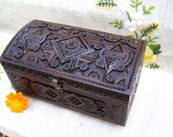 Large jewelry box Wooden box Ring box Carved wood box Wedding gifts Jewellery boxs Wood boxes Jewelry boxes Wooden boxes Wood carving B18