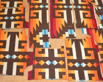 Pendleton Wool scrap remnant fabric Rio Rancho Southwestern keychain purse bag borders embellishment pillows crafts scarf kindle elbow patch