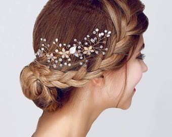 Bridal glam vintage swarovski crystal hair comb. Rhinestone jewel wedding headpiece