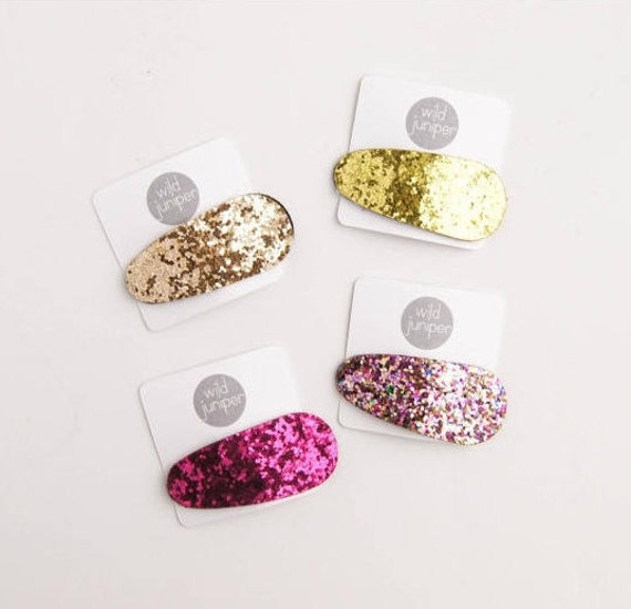 Hair Clip Set Glitter Hair Clips Pink and Gold Hair Clips