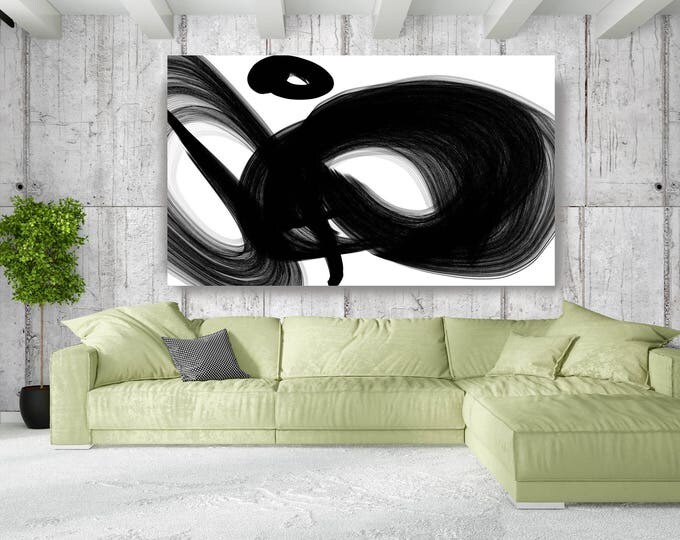 A Channel. Contemporary Abstract Black and White, Unique Abstract Wall Decor, Large Contemporary Canvas Art Print up to 72" by Irena Orlov