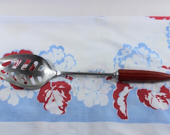 Vintage Red Bakelite Handle Androck Slotted Spoon